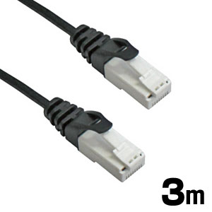 あきばお～ LANケーブル スリムタイプ CAT6 1Gbps 爪折り防止 極細 3m ブラック