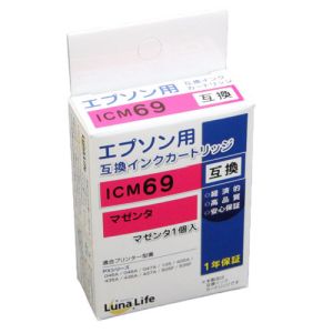 ワールドビジネスサプライ Luna Life エプソン用 互換インクカートリッジ ICM69 マゼンタ LN EP69M