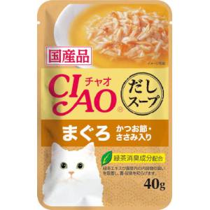 いなばペットフード いなば チャオ だしスープ まぐろかつお節 ささみ入り 40g CIAO