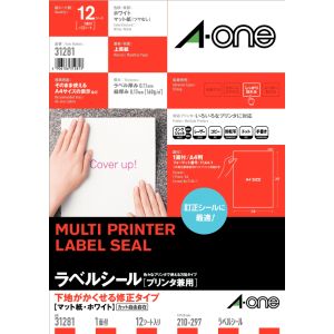 エーワン Aone エーワン 31281 マルチプリンタラベル下地が隠せる12枚