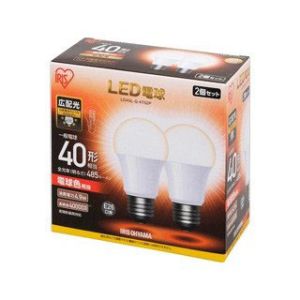 アイリスオーヤマ アイリスオーヤマ LED電球 E26 広配光 40形相当 電球色 2個セット LDA5L-G-4T52P
