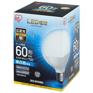 アイリスオーヤマ アイリスオーヤマ LED電球 ボール電球 60形相当 昼白色 LDG7N-G-6V4