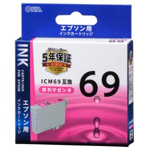 オーム電機 OHM オーム電機 エプソン互換 ICM69 顔料マゼンタ 01-4128 INK-E69B-M