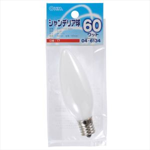 オーム電機 OHM オーム電機 シャンデリア球 60W E17 ホワイト 04-6134 LB-C2760-W