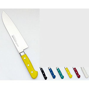 實光 實光 堺實光 スタンダード 抗菌 プラ柄 三徳 両刃 18cm 黄 56104